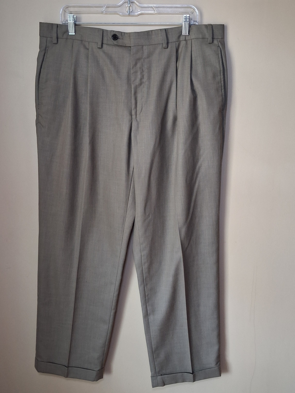 Lauren Ralph Lauren Men’s Brown Polyester Rayon Pleated Cuffed Pants; Size 38x30